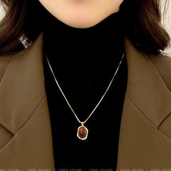 Collar de suéter dorado apilado con ámbar, cadena de suéter para niñas