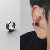 Ear clips without pierced ears, black earrings, boys ear bone clips