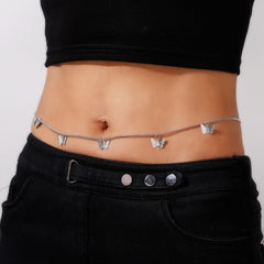 Cadena de cuerpo de mariposa, cadena de cintura con colgante de mariposa de aleación para mujer