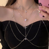 Multi-layer zircon necklace body chain collarbone chain
