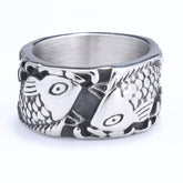 Stainless Steel Men's Animal Ring, Hip Hop Double Whale Men's Ring 2 pieces
