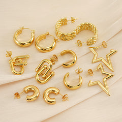 1 Pair Lady Simple Style Geometric Star Plating Titanium Steel Earrings