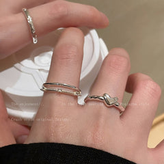 Double stacked love ring opening adjustable index finger ring
