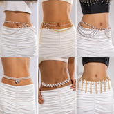Fashion Multi-layer Pearl Waist Chain Versatile Beaded Body Chain Waist Jewelry Women