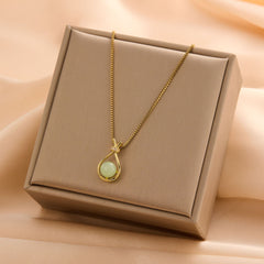 Simple Style Classic Style Four Leaf Clover Heart Shape Titanium Steel Wholesale Pendant Necklace