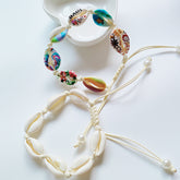Bohemian Natural Shell Woven Bracelet Wax Thread Beads Hand Painted DIY Bracelet Pearl Bracelet