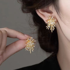 Pendientes de plata S925 con forma de aguja y diamantes de imitación para mujer