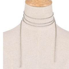 Metal fringed rhinestone necklace, simulated diamond claw chain and body chain