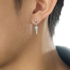 Rhombus pattern stud earrings men