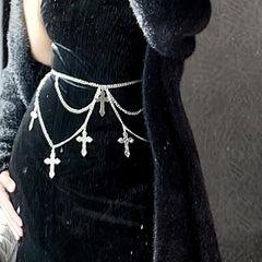 Cadena cruzada para la cintura, joyería para la cintura de mujer, cadena corporal con personalidad punk