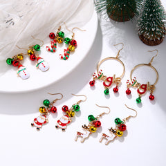 3 pairs per model Cute Christmas Christmas Tree Wreath Bell Zinc alloy Drop Earrings