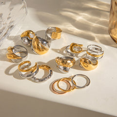 Wholesale Jewelry Glam Simple Style Classic Style Geometric 304 Stainless Steel Plating Open Rings