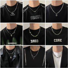 Cross Titanium Steel Necklace Men's Hip Hop Punk Cuban Chain