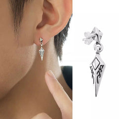 Rhombus pattern stud earrings men