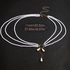 Cadena de cintura de perlas multicapa de moda, versátil, con cuentas, para mujer