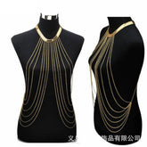 Multi-layer fringed beach body chain gold-plated snake pattern chain