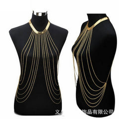 Multi-layer fringed beach body chain gold-plated snake pattern chain