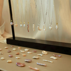 Natural Fritillary Pentagram Necklace Baroque Pearl Pendant Moon Special Shaped Water Drop Cross Necklace