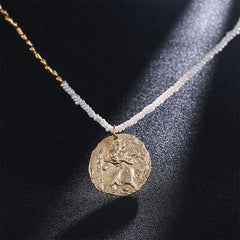 Natural Gemstone Pearl Necklace Women's Sterling Silver Pendant Demon's Eye Clavicle Chain