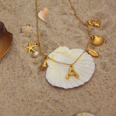 Ocean series necklace women's 18k gold-plated stainless steel conch starfish necklace