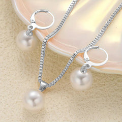 Pearl Pendant Necklace Earrings Set
