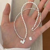 Love Necklace 925 Sterling Silver Natural Pearl Clavicle Chain