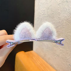 Plush cat hairpin female cat ears small clip headdress children cute Internet celebrity fluffy hairpin top clip duck bill clip
