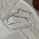 S925 Sterling Silver Frosted Beanie Necklace Clavicle Chain