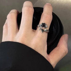 Anillo de espinas de viento oscuro para mujer, anillo abierto de moda para hombre