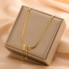 Simple Style Classic Style Four Leaf Clover Heart Shape Titanium Steel Wholesale Pendant Necklace