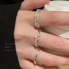 Double stacked love ring opening adjustable index finger ring