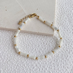 Collar de concha blanca natural, cadena de clavícula de piedra natural de bambú blanco