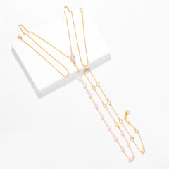 Cadena de perlas para la espalda, accesorio sencillo para vestido de novia con diamantes