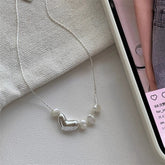 Irregular Pearl Love Necklace Female Collarbone Chain