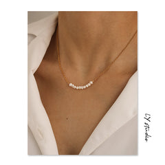 Freshwater natural real pearl necklace women's rice grain beaded collarbone chain necklace