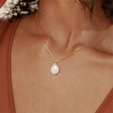 Baroque Freshwater Pearl Necklace Pendant Gold Plated Chain Titanium Steel Jewelry