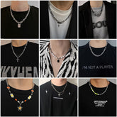 Cross Zircon Titanium Steel Necklace Men's Cuban Chain Necklace