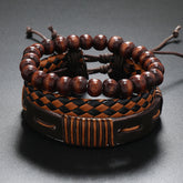 Bead leather bracelet combination multi-layer leather woven bracelet