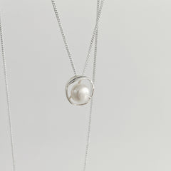 Irregular freshwater pearl pendant 925 sterling silver necklace