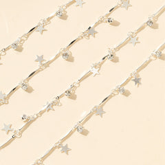 Golden/silver body chain, pentagram zircon pendant (Minimum purchase of 2 pcs)