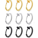 Punk Style No Hole Men's Stainless Steel Ear Clips Titanium Steel Spring Ear Clips