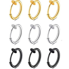 Punk Style No Hole Men's Stainless Steel Ear Clips Titanium Steel Spring Ear Clips