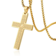 Stainless Steel Cross Scripture Neutral Style Hip Hop Pendant Necklace