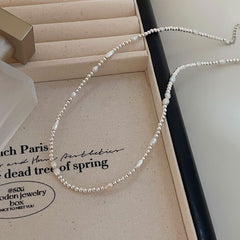 S925 Sterling Silver Natural Freshwater Pearl Necklace Female Rice Pearl Chain