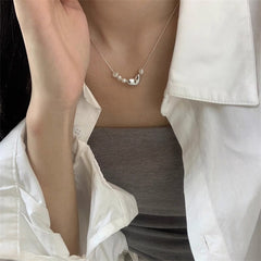 Irregular Pearl Love Necklace Female Collarbone Chain