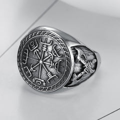 Stainless Steel Totem Ring, Double Axe Men's Titanium Steel Ring
