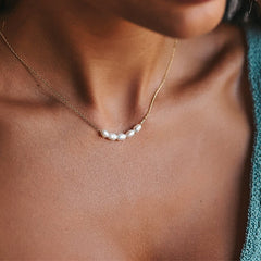Stainless Steel Necklace 18K Gold Plated Clavicle Chain Natural Freshwater Pearl Necklace
