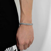 8mm Single Row Full Diamond Cuban Chain Hip Hop Bracelet Men's Zircon Bracelet