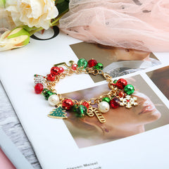 Christmas jewelry pearl bell snowflake bracelet (Minimum purchase 3 pcs)