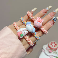 Cute cartoon headband rubber band women's hair rope high elasticity durable high ponytail hair band leather case children's headgear